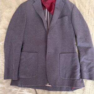 Charles Tyrwhitt Textured Gray Blazer with Red Lining